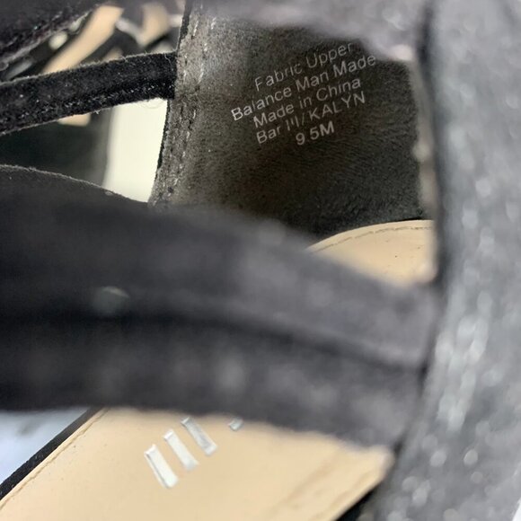 BAR III Black Strappy Faux Suede Open Toe Wedge Sandals Kalyn Heels - Picture 9 of 9